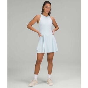 NWT Lululemon 10 Court Crush Tennis Dress Powder Blue White W1DOCS